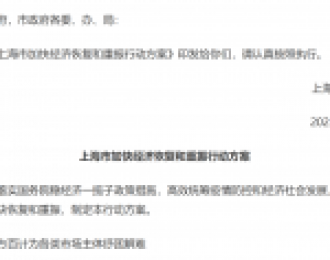 上海出台50条措施提振经济，房地产保障供应支持刚需